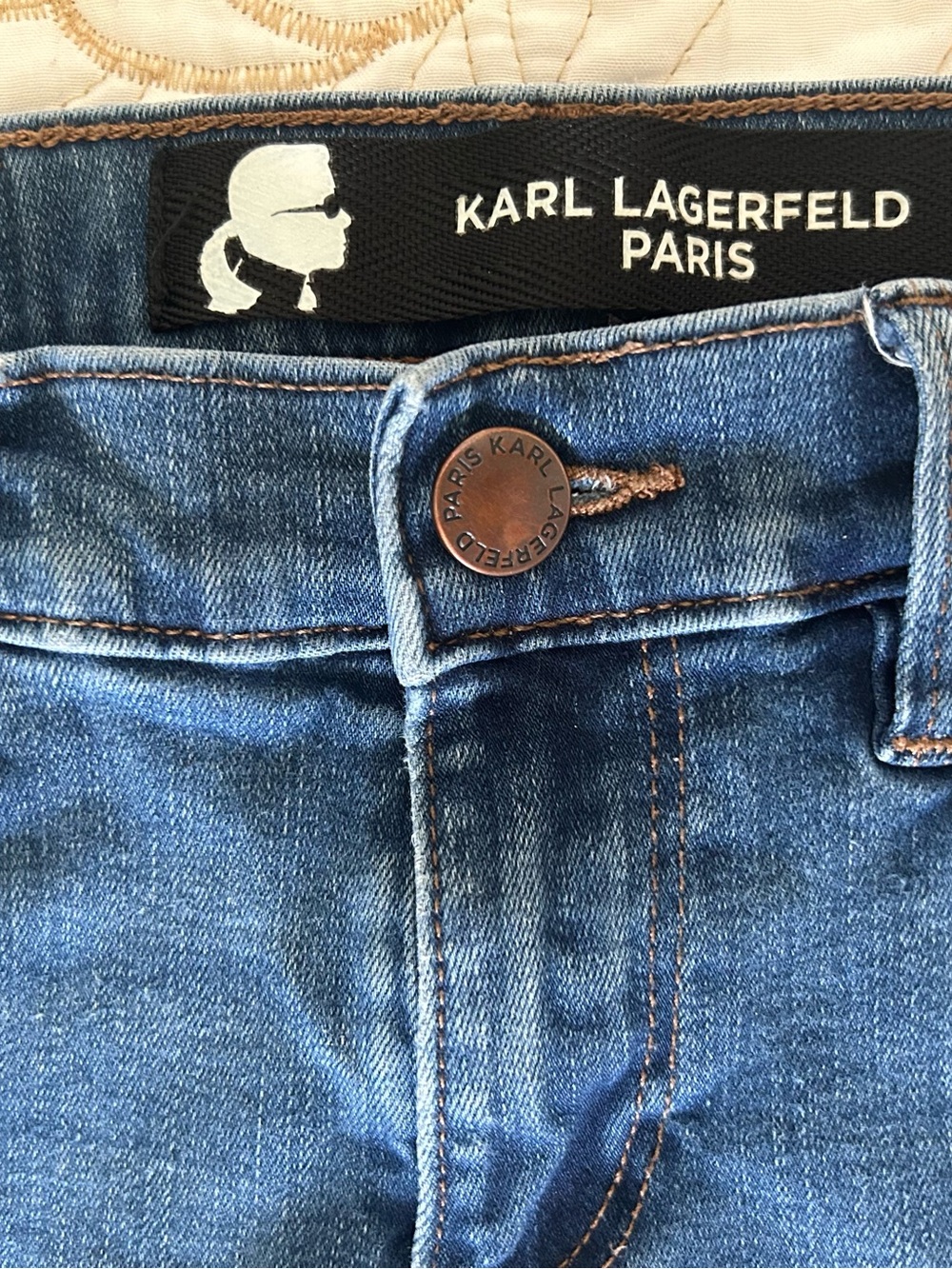 Karl Lagerfeld Paris Women's Distressed Skinny Jeans Blue Denim Size 4 Inseam 28